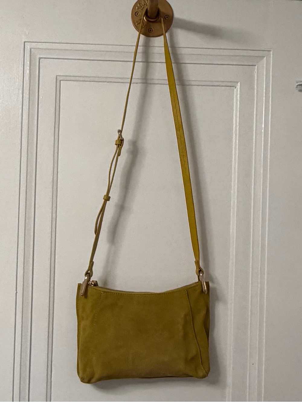 Accessorize London Yellow/Ockra suede Crossbody Bag